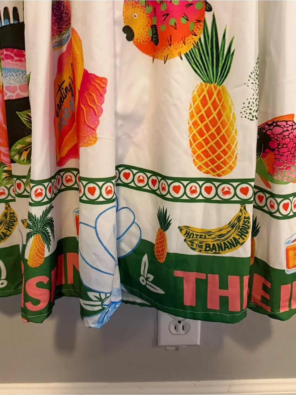 Alemais White Tropical Graphic Maxi Dress with Green Straps - Picture 4 of 5